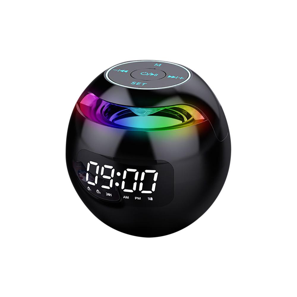 New Clock Colorful Night Lights Bluetooth Speaker Mini Portable Home Bluetooth Speaker With LED Display TF Card MP3 USB Charging