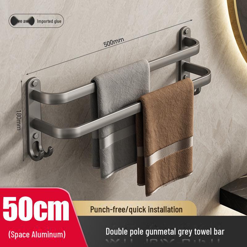 Алюминиевая настенная вешалка для полотенец без отверстий и полка для хранения вещей для кухни и ванной комнаты