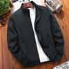 Spring and Autumn Men's Jacket Loose Top Casual Jacket Breathable Lightweight Trench Coat Standing Collar Solid Color Large Casual