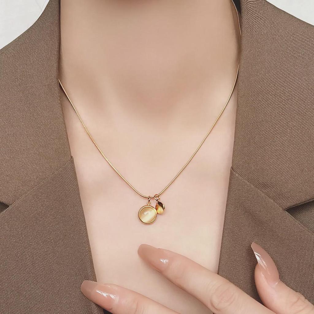 Женское роскошное титановое ожерелье «кошачий глаз» — элегантная, модная подвеска на любой случай