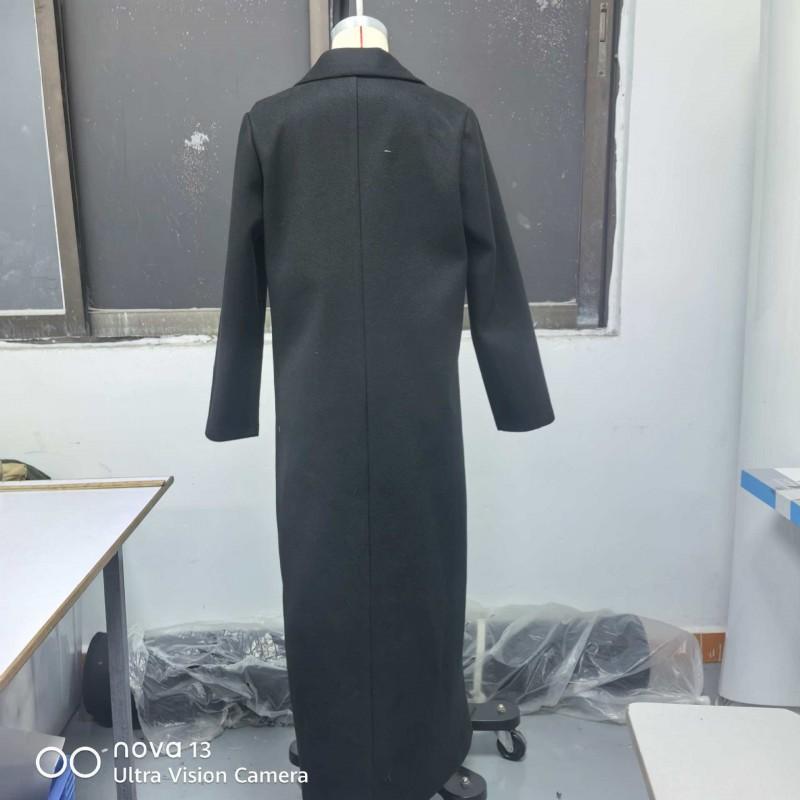 Женское длинное пальто из смесовой шерсти Зимнее Повседневное Элегантное Тренч Верхняя одежда С двубортной застежкой