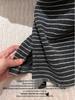Winter Women's Cozy Korean Long Skirt with Fleece, Striped Color Block, and Comfortable H-Shape Design