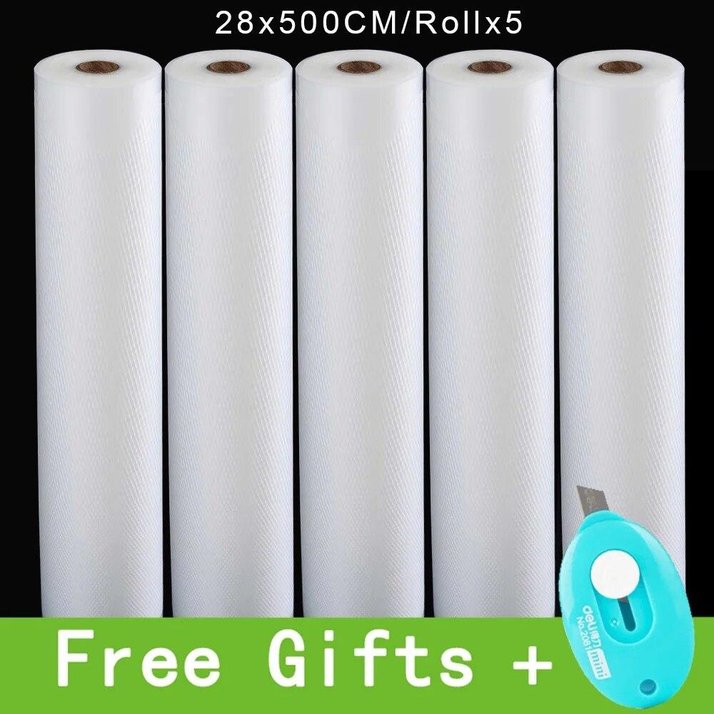 Бытовая вакуумная упаковка для пищевых продуктов, вакуумный упаковщик, вакуумные пакеты для хранения продуктов, свежая еда, длительное хранение 12/15/20/25/28 см * 500 см