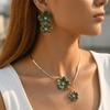 Drip Oil Floral Necklace Earrings Set Gold Snake Chain Statement Necklace Weddings