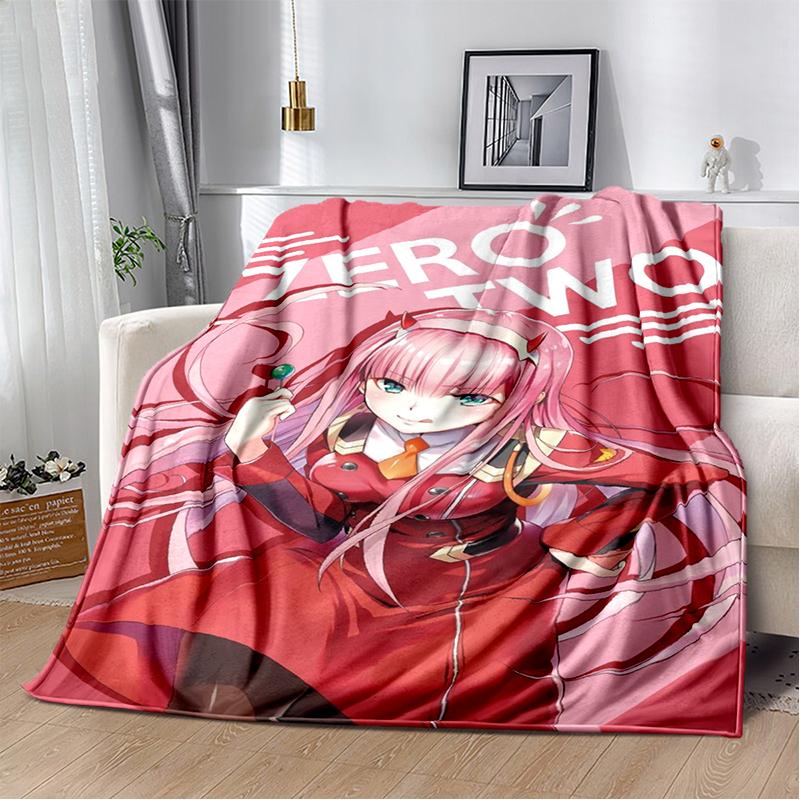 Zero Two 29 Style Cartoon 002 Hiro Sexy Girl DARLING in The FRANXX Flannel Blanket,Soft Throw Blanket for Home Bedroom Bed Sofa