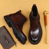 Winter Men'S Chelsea Boots Short Boots Leather Air Cushion Platform Business Casual British Leather Boots