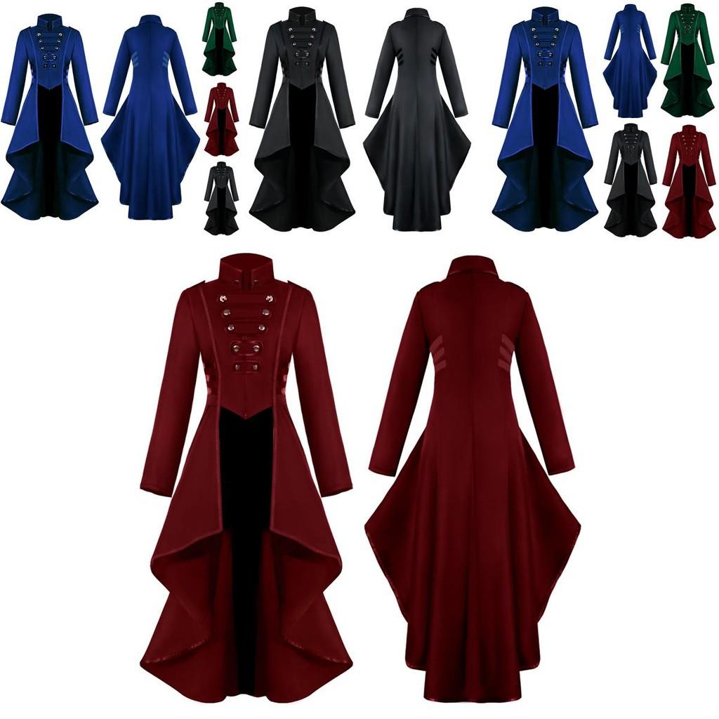Gorgeous Women Vintage Medieval Tuxedo Gothic Tailcoat In Black Red Blue And Green