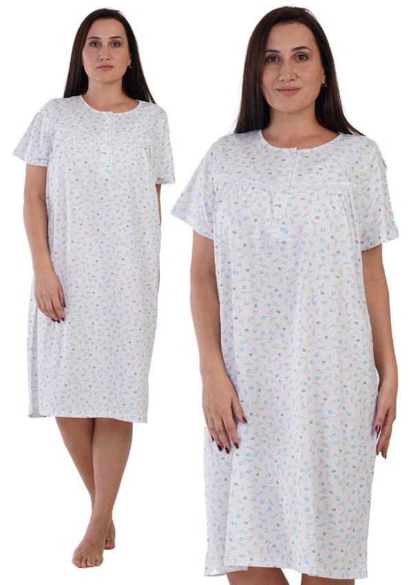 Koszula Nocna Bawełniana 1Xl Vienetta Z Krótkim Rękawem Duże Rozmiary +Size