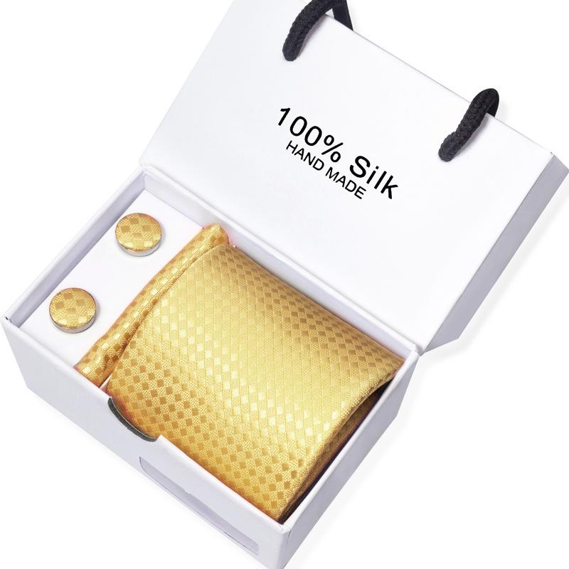 Мужской деловой галстук, квадратный шарф, подарочная коробка, полосатый простой костюм, рубашка, галстук, черный подарочный набор в коробке