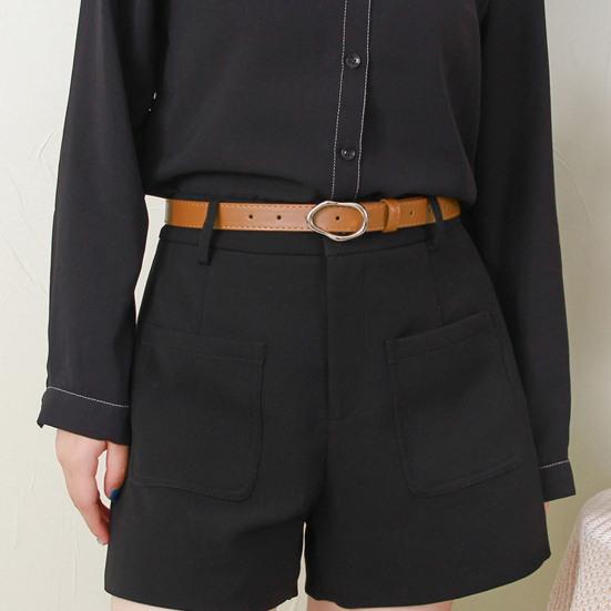 Женский ремень из искусственной кожи, универсальный дизайн однотонного цвета, нерегулярная овальная пряжка-пин, пояс для талии, ремень для талии для платья, рубашки, топа