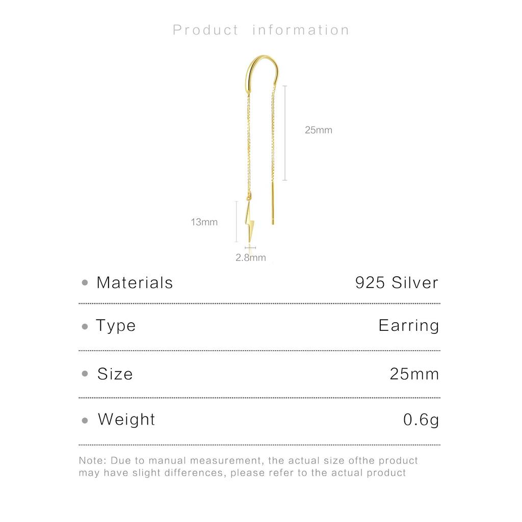 ANDYWEN Серьги-цепочки из стерлингового серебра 925 пробы с длинным шипом и пирсингом