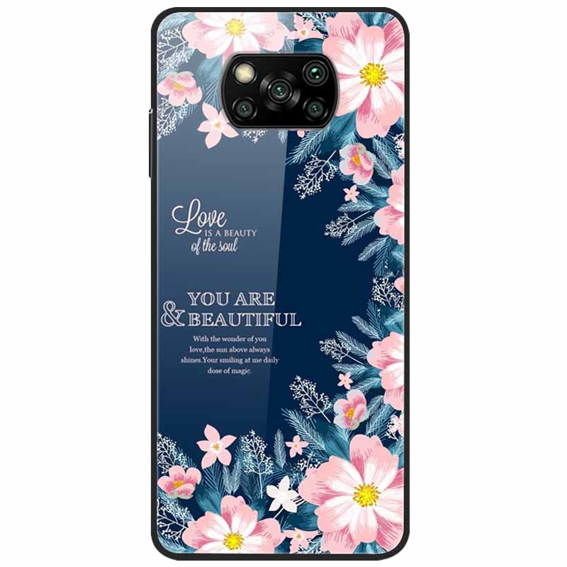 For Poco X3 Pro Case Fashion Cute Tempered Glass Luxury Coque Covers for Xiaomi Poco X3 NFC Cases PocoX3 X 3 Bumper Protector