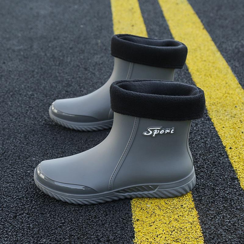 2025 новые дождевики мужские короткие водонепроницаемые резиновые ботинки повседневные сапоги для рыбалки автомойки рабочие водонепроницаемые сапоги нескользящие бархатные дождевики