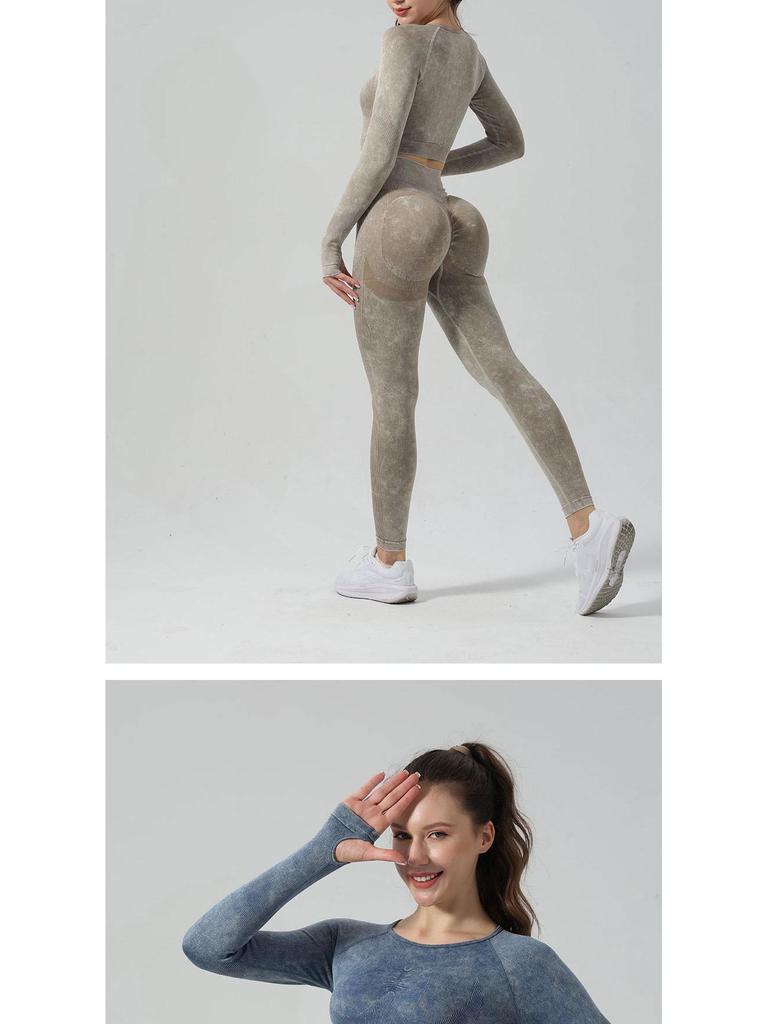 Women's High-Waist Yoga Set: Hip-Lifting Pants & Long-Sleeve Top