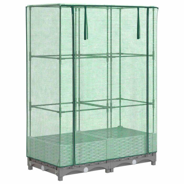 VidaXL Jardinière surélevée avec housse aspect rotin 80x40x123 cm, jardinière surélevée de jardin, bac à fleurs surélevé, 4015852