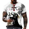 Men's 3D Printed Short Sleeve T-Shirt with Skull Pattern Summer Vintage Men's Short Sleeve Street Casual Men's Wear