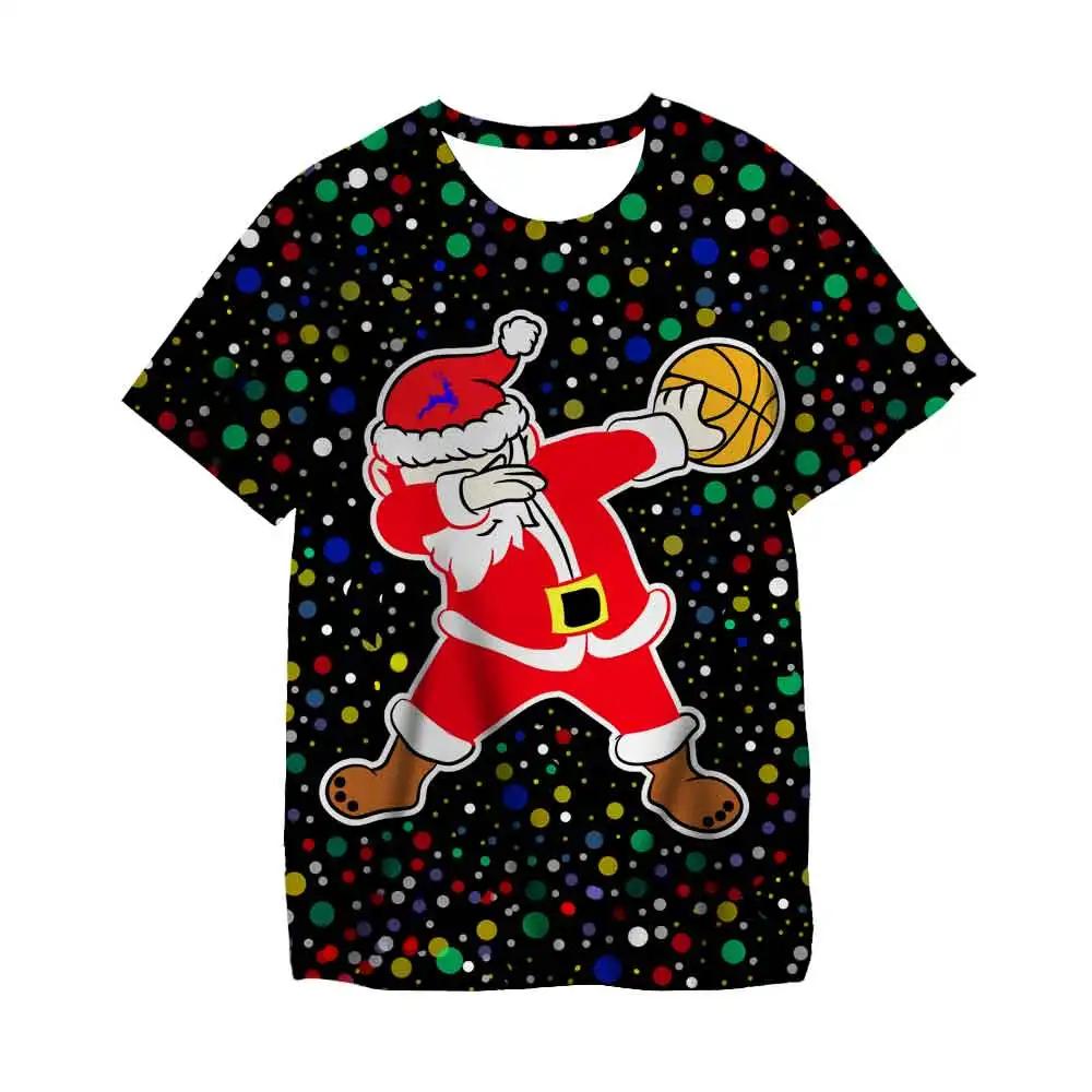 Kawaii Christmas Tshirts 3D Print Santa Claus SnowmanT Shirt Fashion Kids Casual Boys Girls Unisex Round Neck Tshirt Tops