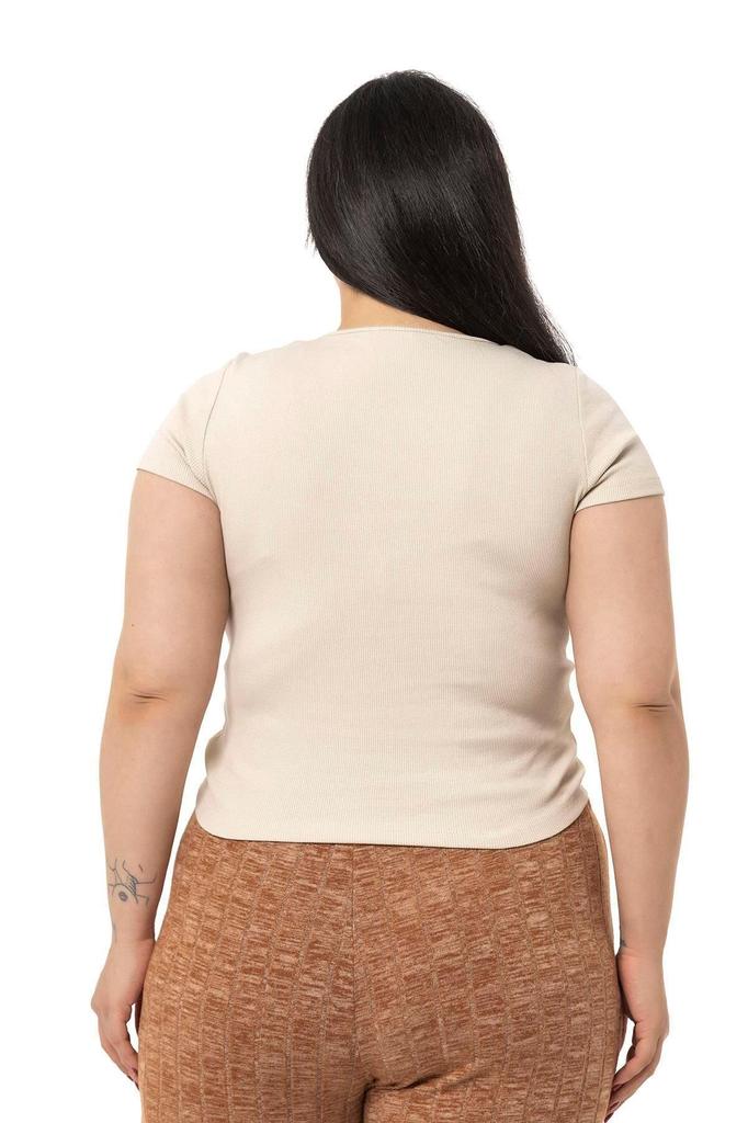 Women's Style Big Size Body Plus Size Half Sleeves Camisole Green Bodysuit With Lace Detail On The Chest