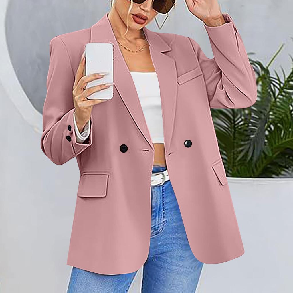 Women's Jacket Lapel Solid Color Button Decoration Slim Cardigan