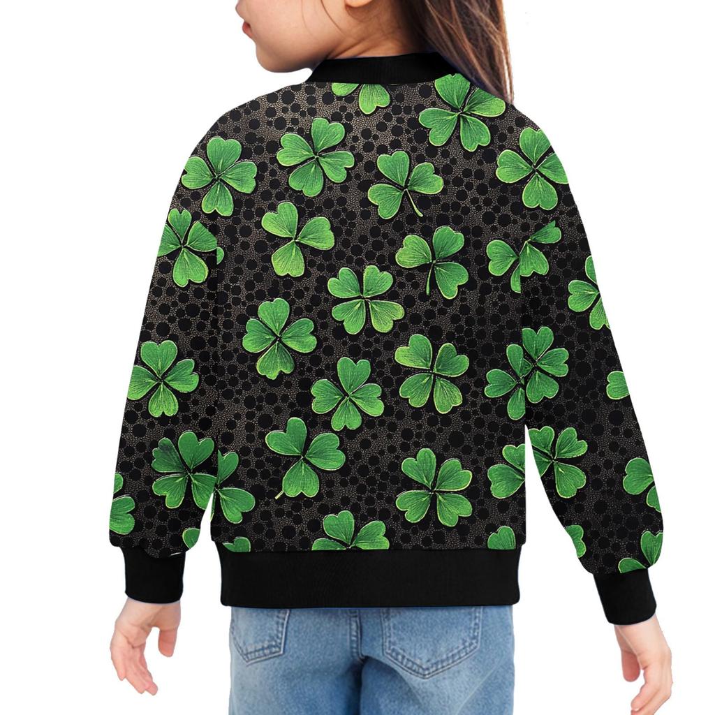 Девочки куртки на молнии детские осенние толстовки с длинным рукавом верхняя одежда с карманами St. День Святого Патрика 5-15 лет