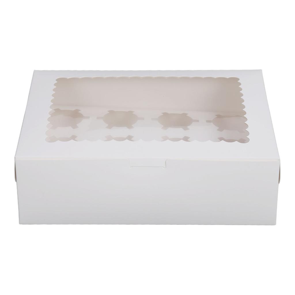 6PCS Set Cupcake Container 12 Holes Cardbord Bakery Pastry Carrier Box with Transparent Window
