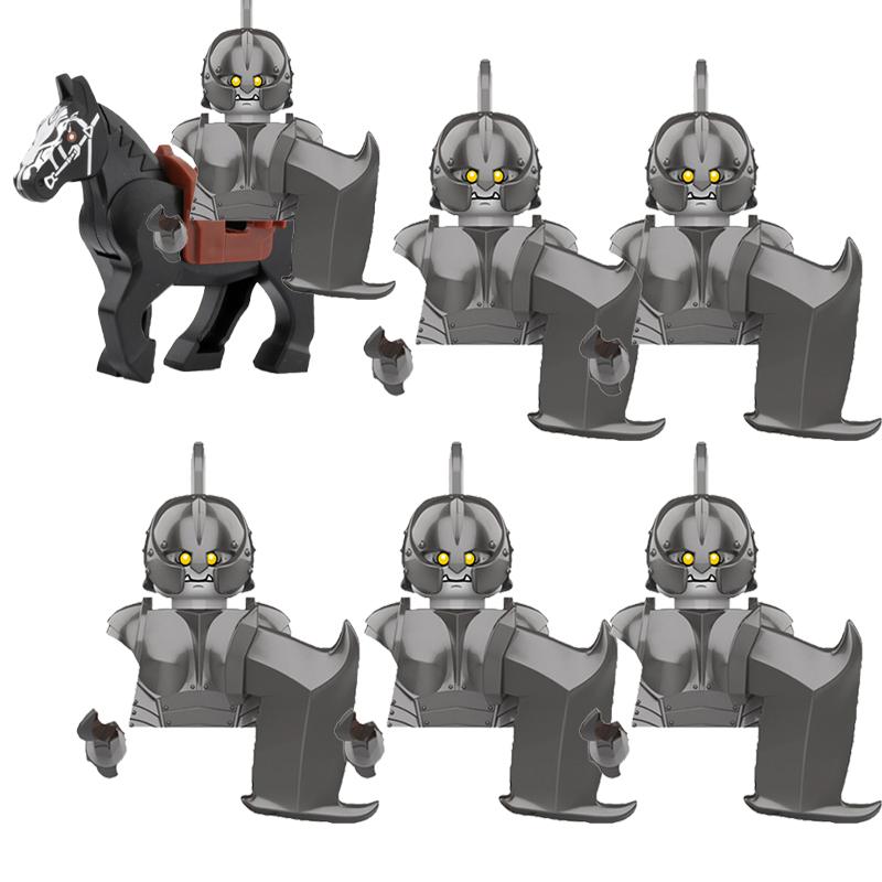 MOC Medieval Military Building Blocks Elven Warrior Orc Rohan Gondor Knight Character Set Animal Army Weapon Bow Crossbow Toy