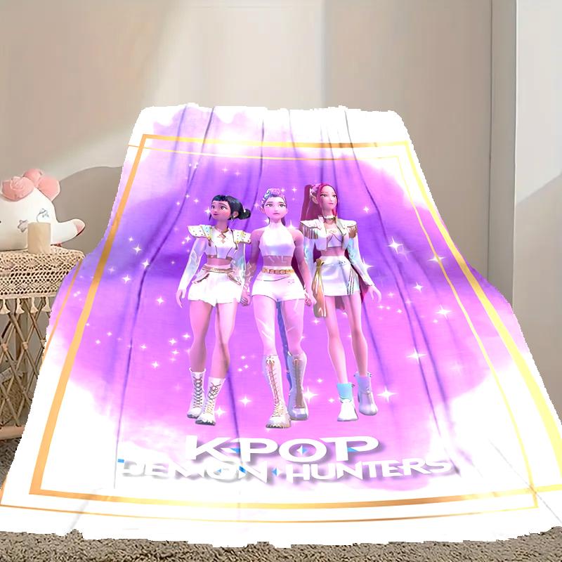 1pc Digital Print Nap Blanket, Kpop Demon Hunters Blanket for Home Use, All Season Warmth, Christmas and Valentine's Day Gift Blanket