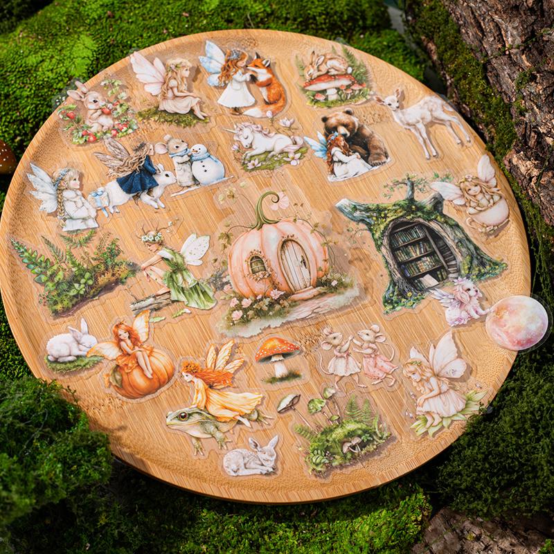 4 Style 30Sheets/bag European Vintage Fairy Scene Stickers Character Hand Account Landscape Tape Creative Collage DIY Decoration