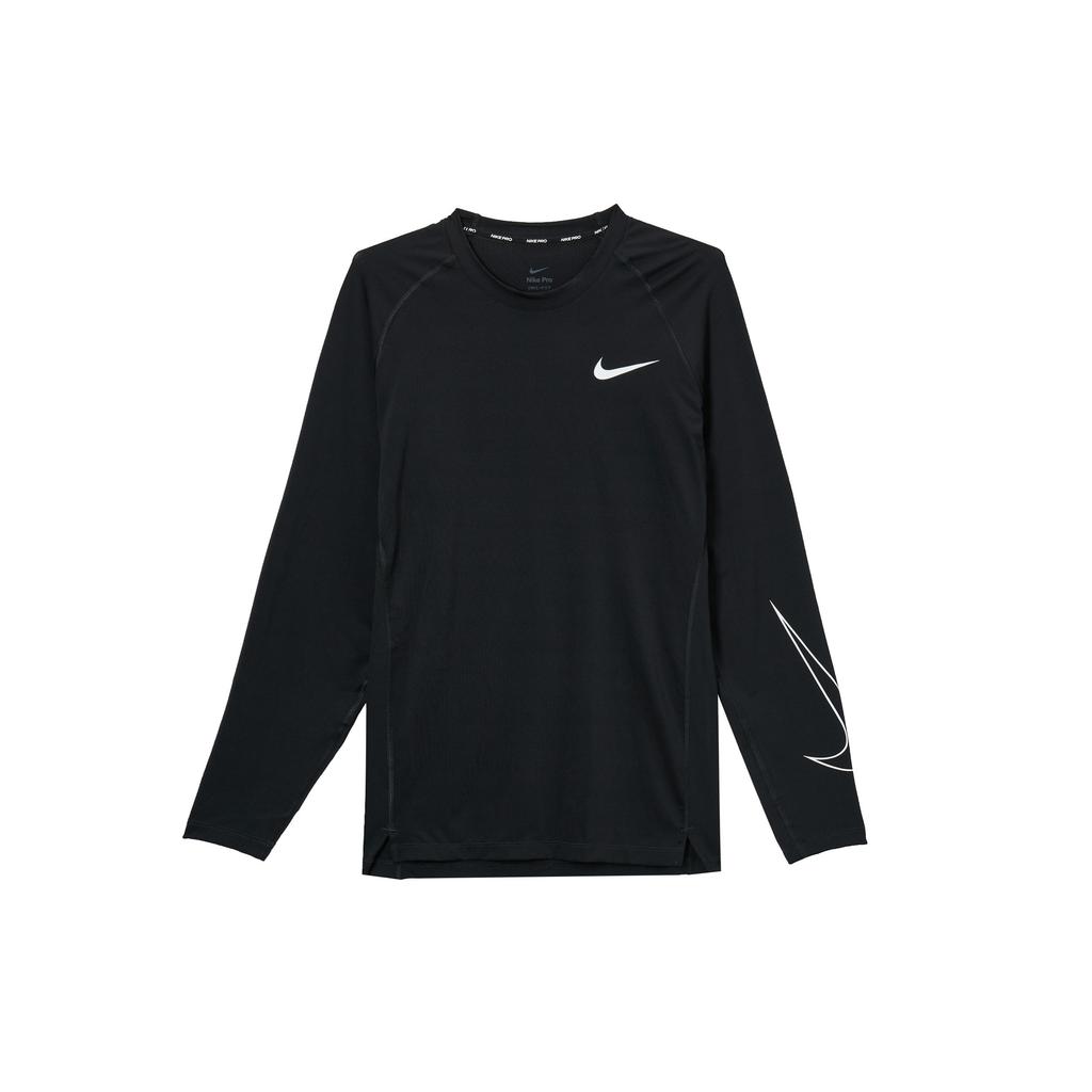 Nike Футболка Pro Dri-Fit Logo Patchwork Slim Fit с длинным рукавом для мужчин, черная DD1980-010