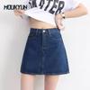 Женские джинсовые юбки корейской моды с высокой талией выше колена короткая джинсовая юбка женская Faldas