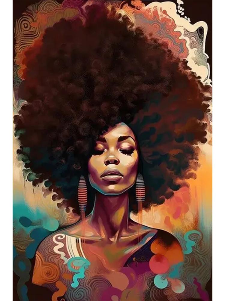 5D Diy Алмазная Картина Африканская Черная Женщина Портрет Настенная Живопись Мозаика Вышивка Девушка Цветная Картина Украшение Гостиной