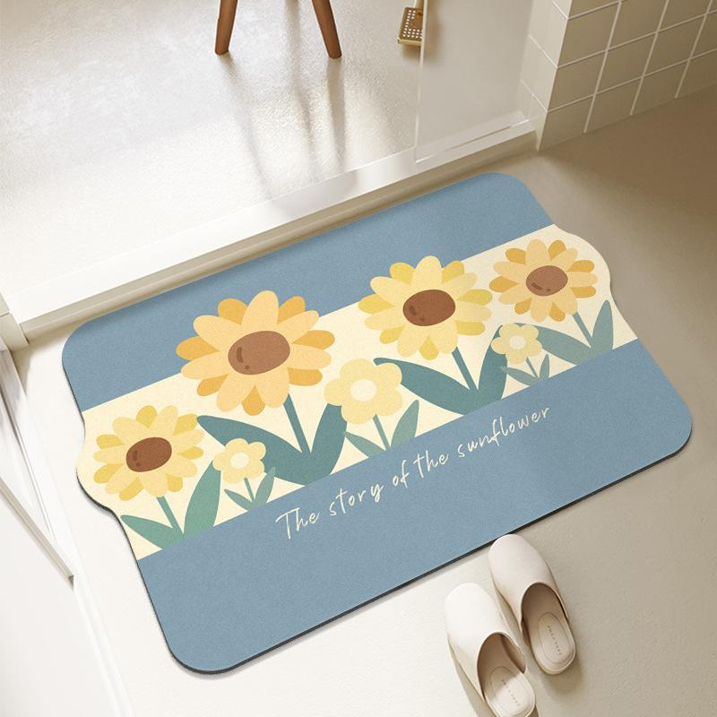 Ins Fenghuaduo Diatom Mud Floor Mat Home Use Entrance Doorway Mat Bathroom Floor Mat Toilet Door Door Area Moisture-wicking Foot Mat