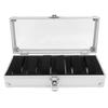 6 Slots Watch Display Box Flannel Interior Aluminum Watch Storage Case with Transparent Lid for