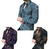 Men Spring Summer Shirt Turn-down Collar Single-breasted Slim Fit Long Sleeve Buttons Soft Breathable Flower Print Mid Length Men Top