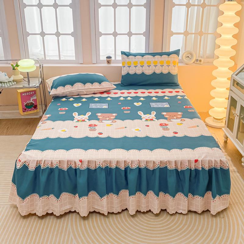 Мягкая юбка для кровати Принтованное покрывало с оборками Простой стиль Защита матраса falda de cama Кружевные простыни (Нет наволочки)