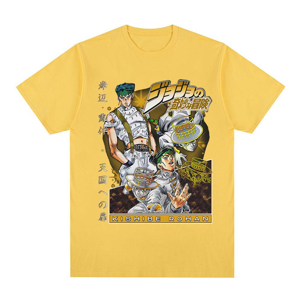 Аниме JoJo's Bizarre Adventure Рохан Кисибэ Футболки Унисекс Женские Летние Повседневные Хлопок Новые С Коротким Рукавом Оверсайз Топ Уличная Одежда