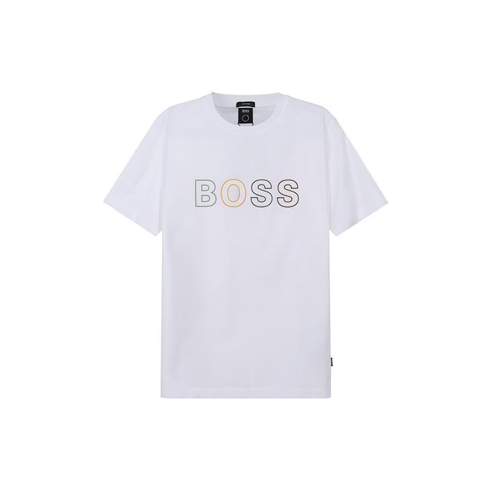 HUGO BOSS T-Shirts Men's White Crew Neck Moderate Straight Fit 50462613-100