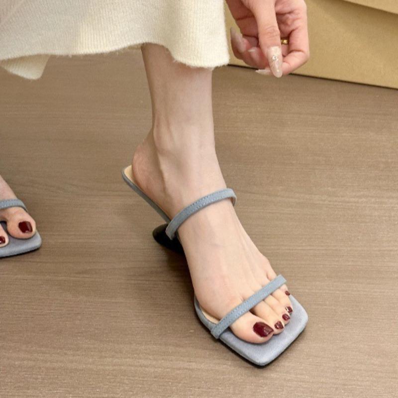 Модные летние женские туфли на высоком каблуке, шлепанцы, леопардовый принт, квадратный носок, танкетка, туфли для платья, повседневная обувь, модные женские сандалии для банкета, вечеринки