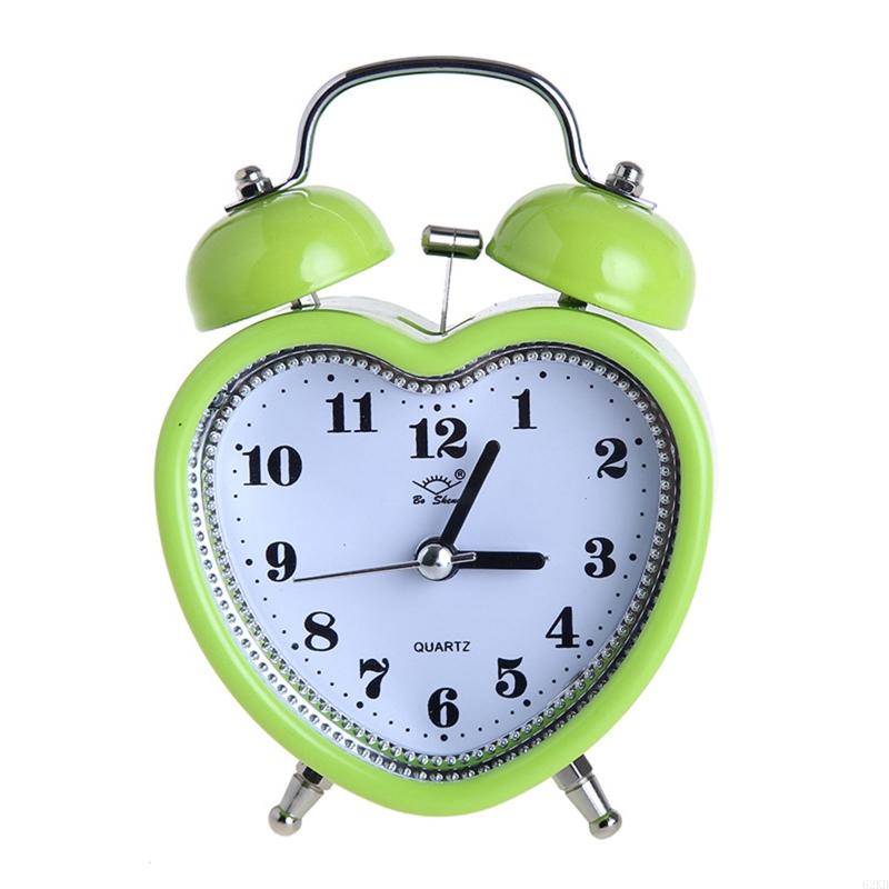62KD Heart Alarm Clock No Ticking Silent Night Light for Time Clocks for Kids Girls Bedroom Snooze Wake Up Clocks