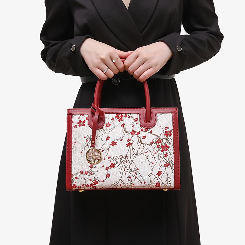 New Fashionable Chinese Style Floral Shoulder Bag 2024 Autumn/Winter Trendy Large Capacity Casual Simple Tote Handbag