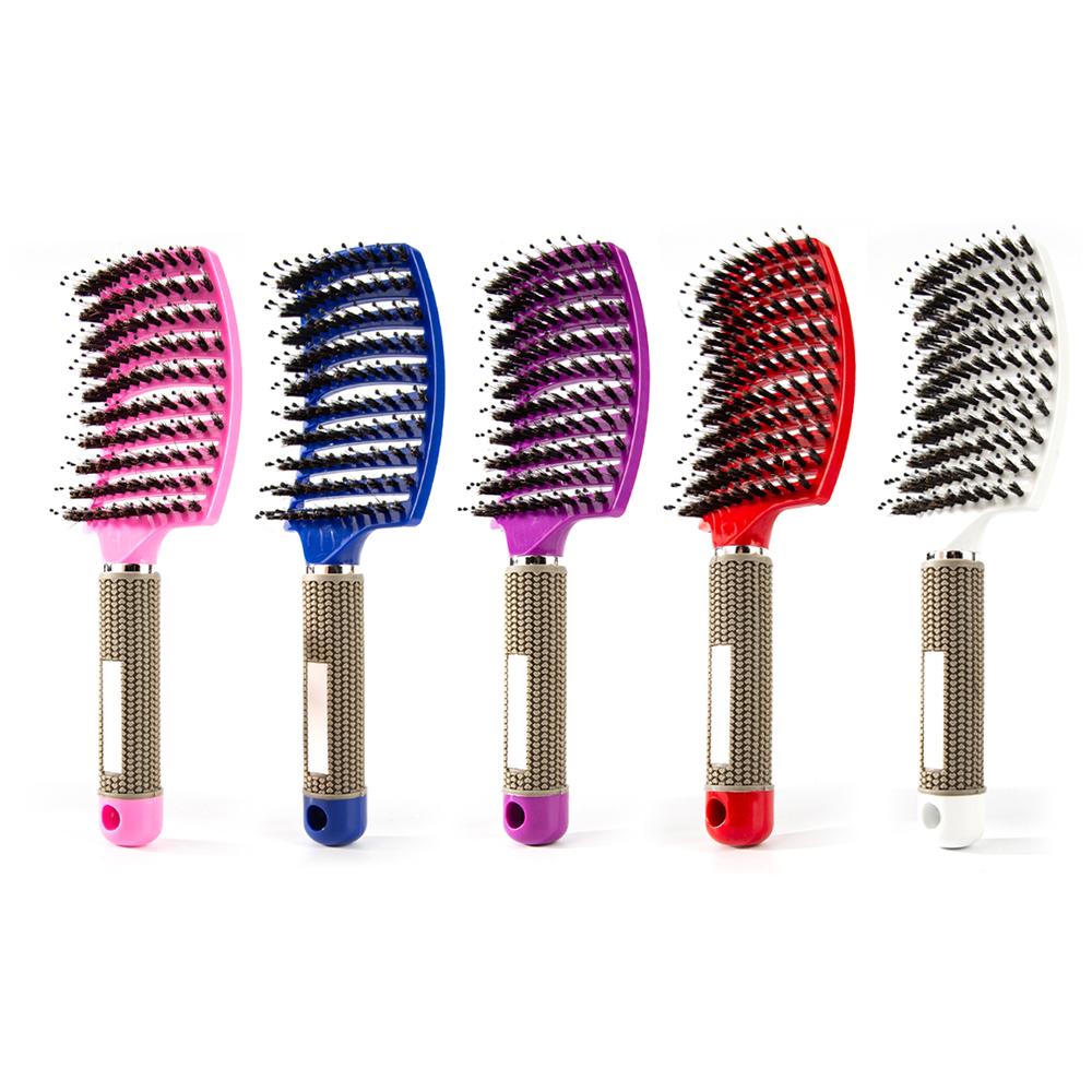 Factory Curved Vent Hair Brush Curly Bristle Nylon Hairbrush Wet and Dry Detangling Massage Hair Comb
