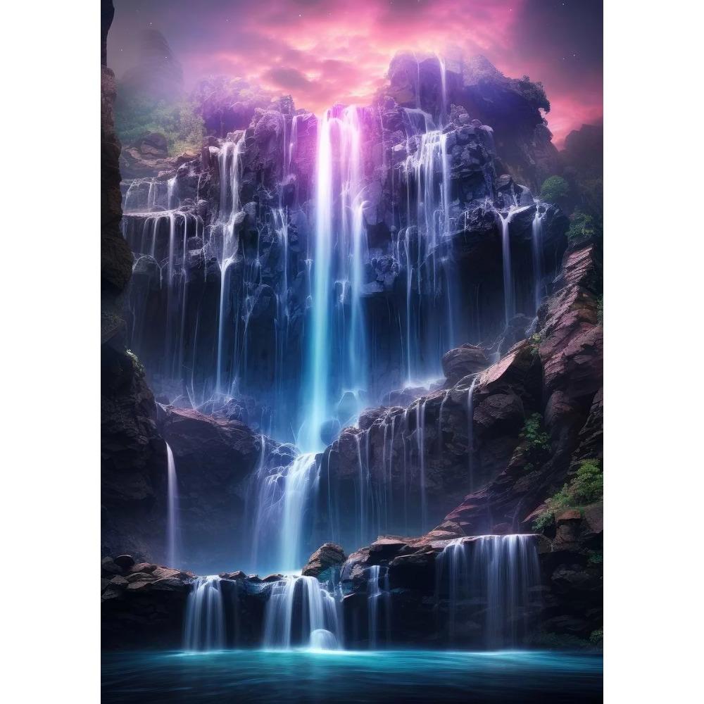 Natural Landscape Spectacular Waterfall Canvas Painting Green Tree Forest Posters Wall Art Prints Home Decor Frameless Paintings