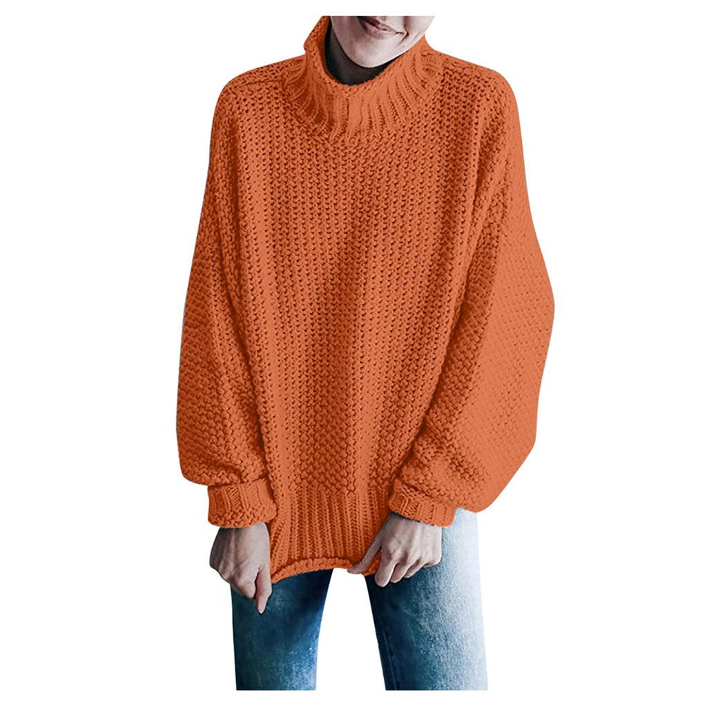Женский свободный повседневный однотонный свитер с круглым вырезом, пуловер с толстой нитью, топ