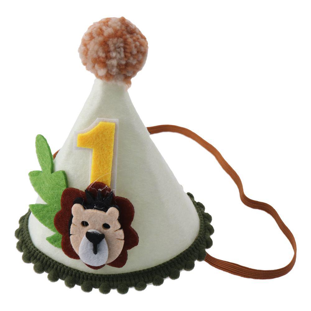 Зеленый/Белый Корона на 1-й День рождения 15*9,5*9,5 см Шляпа на День рождения для вечеринки в джунглях Первый День рождения