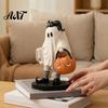 Halloween Resin Ornament Cute Ghost Statue, Black Cat Holding Pumpkin Bucket Ornament, Retro Style Ornaments Figurine for Home Holiday Party