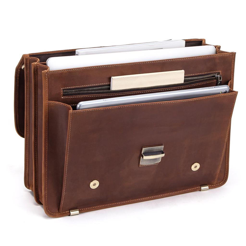 CONTACT'S мужская кожаная сумка в стиле ретро, вмещающая 14-дюймовый ноутбук