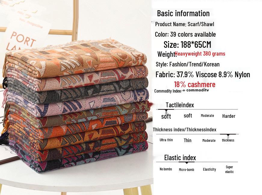 Women's Ethnic Style Jacquard Shawl: Thick, Warm Imitation Cashmere Scarf for Autumn/Winter