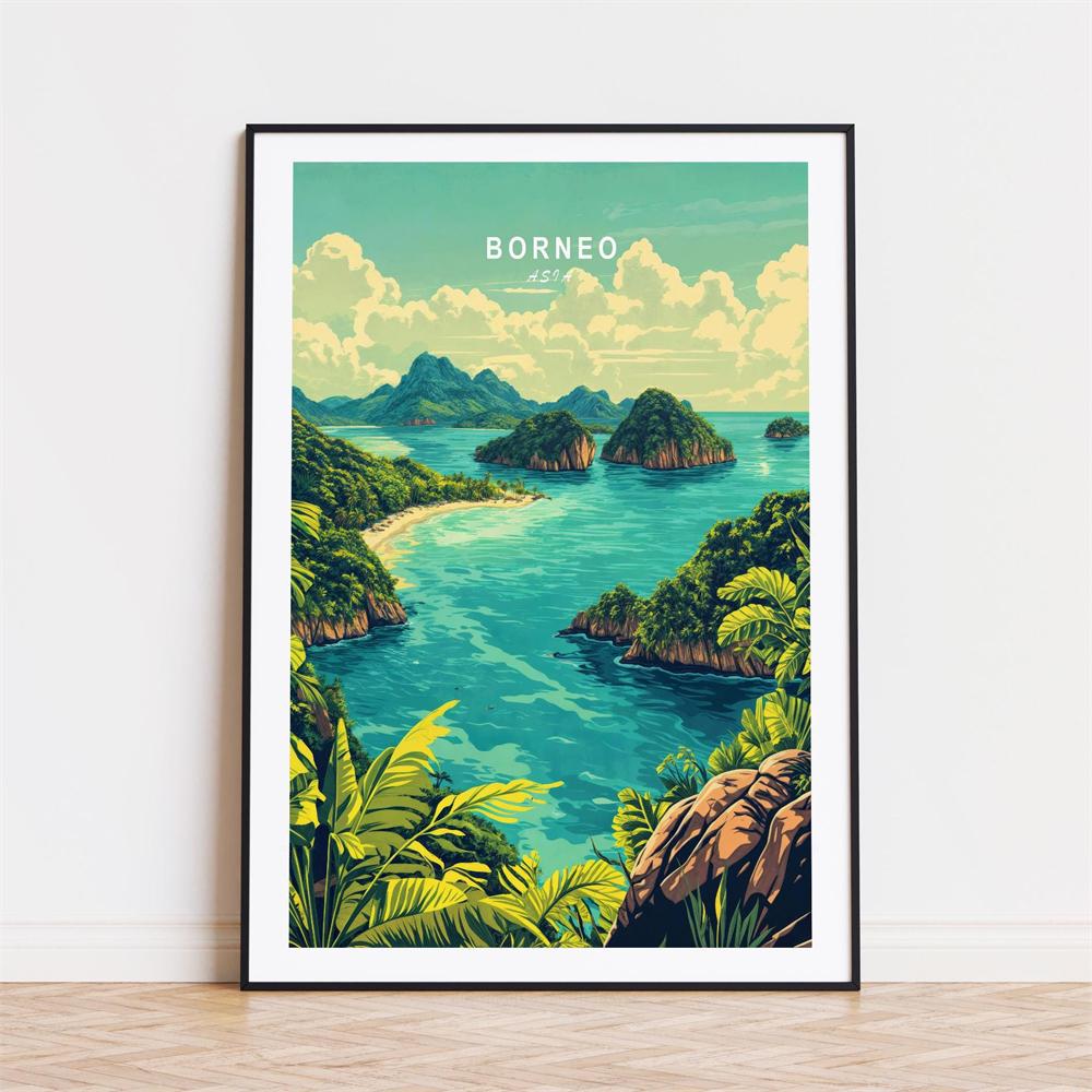 Borneo Traditional Travel Print Borneo Travel Poster Southeast Asia Poster Asia Coast Art Island Poster Phuket Thailand Canvas