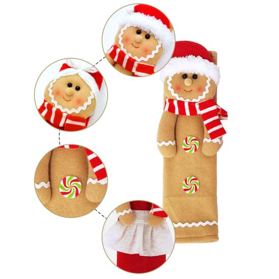 2 шт. рождественские чехлы на ручки холодильника, пряничный человечек, чехлы на ручки шкафа, кухонные приборы, украшения для холодильника, микроволновой печи, посудомоечной машины