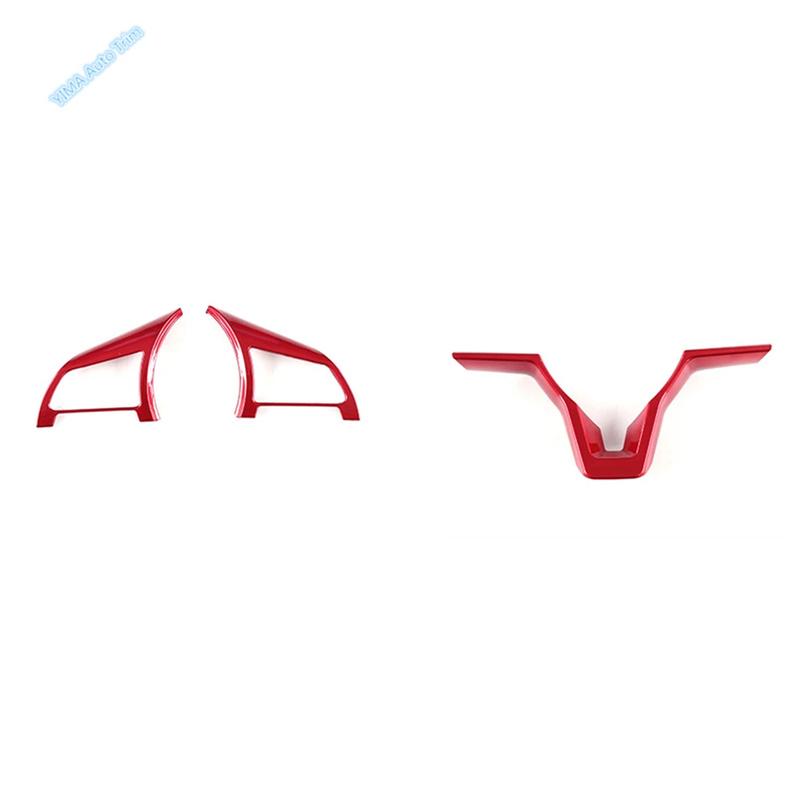 Auto Steering Wheel Button Sticker Cover Trim ABS For Nissan Rogue T32 / X-Trail 2017 - Red / Carbon Fiber Look Accessories